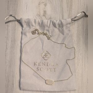 Kendra Scott Grayson Necklace White Druzy Gold Chain 17"